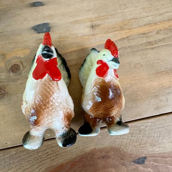 Vintage Chicken Salt Pepper Shakers Rooster Hen‎ Ceramic Shaker Farm Decor - Picture 5 of 8